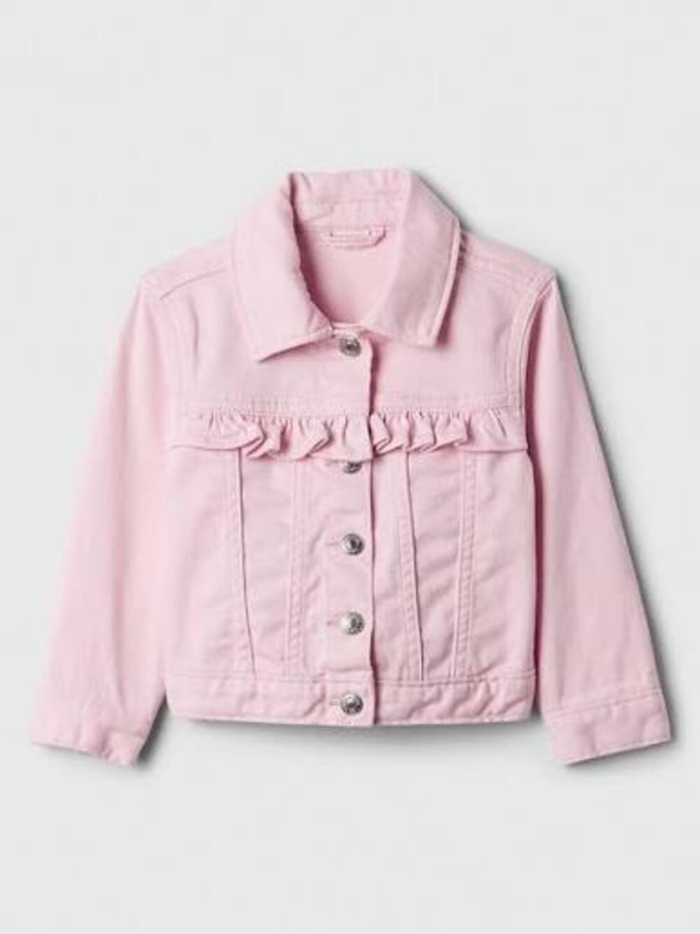 babyGap Ruffle Icon Denim Jacket Toddler Kids 3 Years 3T Pink with frills